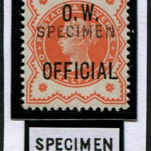 #714 GB Officials 1887 OW ½d orange sgO31s OVPT Specimen TYPE 15 um