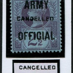 #717 GB Officials 1887 Army 2½d sgO44 OVPT CANCELLED TYPE 18 um