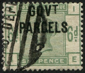 #718 GB Officials 1887 Gov't Parcels 6d green sgO62 vgu, parcel cancel