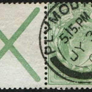 #460 GB 1902 ½d sg218aw WMK inverted ST ANDREWS CROSS ATTACHED vfu
