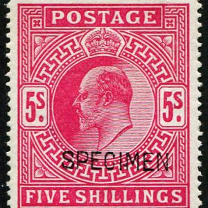 #478 GB 1902 5s sg263s OVPT ‘Specimen’ TYPE 16 very fine mint c£400