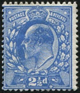 #492 GB 1911 2½d sg276 deep bright blue VERY BLOTCHY PRINT vf mint