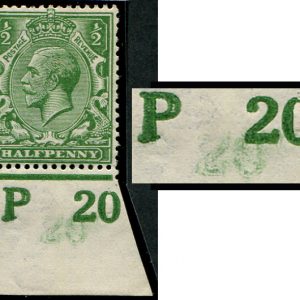 #516 GB 1912 ½d sg351 DOUBLE IMPRESSION OF CONTROL on P20