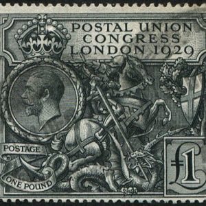#583 GB 1929 PUC £1 sg438 vgu, light rubber parcel cancel fresh & sound