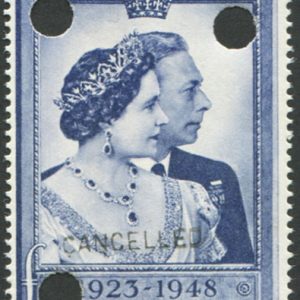 #596 GB 1948 Silver Wedding £1 sg494 OVPT CANCELLED TYPE 33p vf mint