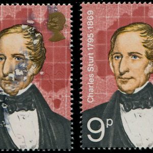#671 GB 1973 Explorers 9p sg927 Spectacular INKING FLAW OF GREY-BLACK