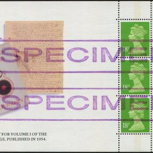 #699 GB 1992 Tolkien £6 booklet panesgDX14 18p PANE OF SIX OVPT Specimen TWICE IN PURPLE