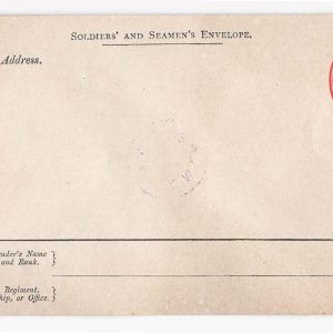 #872 India  Victorian 9p vermilion Soldiers' and Seaman's stationery envelope fine unused