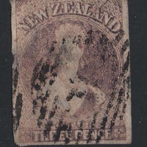 #914 New Zealand 1864 Chalon head wmk large star 3d brown-lilac imperf used