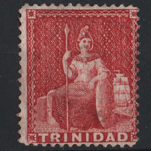 #978 Trinidad 1863 (1d) rose-carmine perf 14 sg75b fine mint no gum c£55
