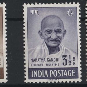 #870 India 1948 Gandhi 1½a - 12a f mint sg305-307 c£55