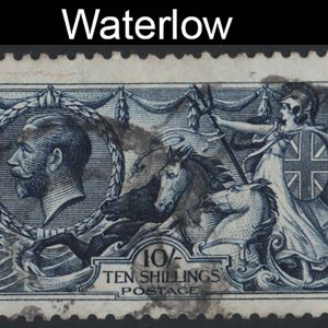 #539 GB 1913 Waterlow 10s indigo-blue seahorse repairs SW corner otherwise fu sg402 c£475