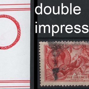 #550 GB 1915 De La Rue 5s br carmine seahorse vgu, doubling L frame lines, laurel wreath & FIVE