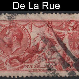 #551 GB 1915 De La Rue 5s pale carmine seahorse vgu, perf faults sg410 c£350