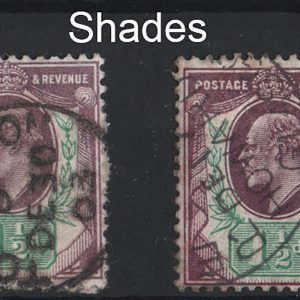 #454 GB 1902 1½d ord paper both shades fu + chalky paper slate-purple & bluish green ++