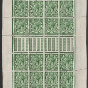 #500 GB 1912 ½d a delightful reconstructed miniature sheet of 16 control F15(P), fm sg351