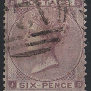 #336 GB 1862 6d lilac hairlines fu sg85 c£100