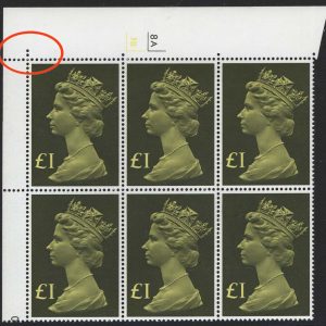 #814 GB Machin cyl blocks  £1 large cyl 8A3B blk of 6 EEH  MCC£40