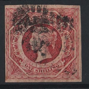 #910 New South Wales 1854 1s brownish-red fu, 4 good margins sg101 c£95