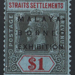 #899 Malaya - Straits 1922 $1 black & red/blue f mint Malaya/Borneo/Exhibition sg147 c£650