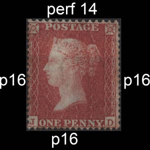 #234 GB 1854 1d die 1 small crown mint, perf 16 on 3 sides and perf 14 at the top.