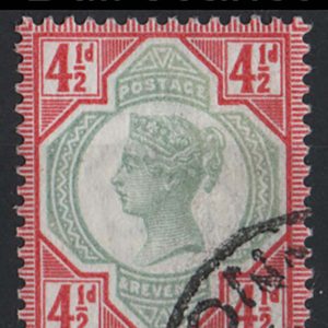 #427 GB 1887 4½d the scarcer green & dull scarlet shade vfu sg206var Spec K34(4)