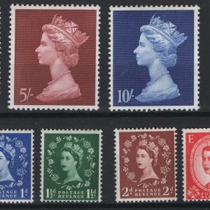 #643 GB 1957 Graphite set of 6 um sg561-566, also 1969 Machin 2/6d - £1 um sg787-790