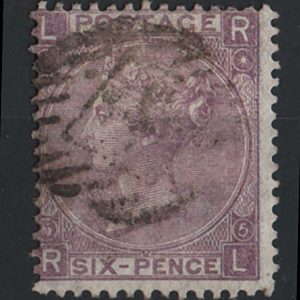 #344 GB 1865 6d lilac plate 5 fu sg97 c£110