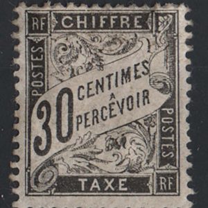 #133 France 1882 DUES 30c black, mint part gum, small thin, useful sgD287 c£400