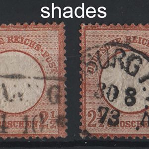 #834 Germany 1872 2½gr chestnut & another in a deeper shade, fu sg21