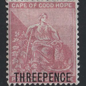 #099 Cape of Good Hope 1880 3d on 4d pale dull lilac sg35, fresh m/mint c£150