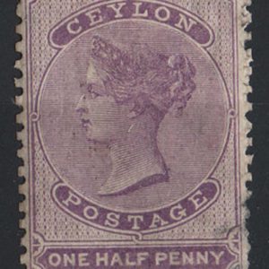 #111 Ceylon 1863 ½d dull mauve perf 12½ wmk crown/CC inverted sg48aw average mint
