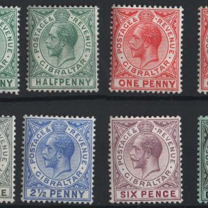 #843 Gibraltar 1912 ½d - 1s set up to 1d with extra shades of ½d & 1d f mint sg76-81 c£64+