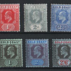 #850 Gold Coast 1907 ½d -  5s set of 10 vf mint, 1s - 5s appear um sg59-68 c£225