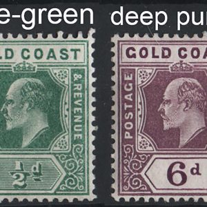 #851 Gold Coast 1907 ½d blue-green & 6d dull & deep purple vf mint, sg59a, sg64 (6d appears um) c£65