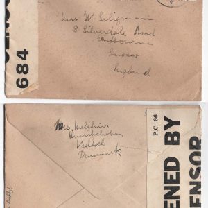 #116 Denmark  WW2 censored cover to Eastbourne multiple franking incl Red Cross charity stamp