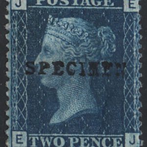 #332 GB 1858 2d blue plate 15 ovpt Specimen type 9 f mint sg47s c£250