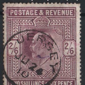 #469 GB 1902 2/6d slate-purple (chalky) sg262 Spec M49(3) fu Jersey 1910 cds