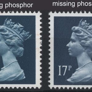 #727 GB 1988 Machin 14p dark blue missing phosphor um sgX903y, ditto 17p sgX911y