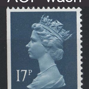 #746 GB 1990 Machin 17p dark blue imperf at left RB + good AOP wash at right um