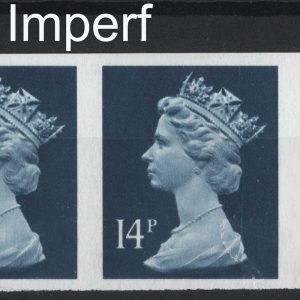 #726 GB 1988 Machin 14p dark blue IMPERF marginal pair um sgX903a c£325