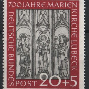 #837 Germany 1951 St Mary's Church 20pf+5pf sg1066, few nibbled perfs top r otherwise fine um