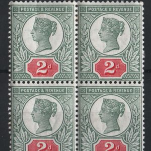 #422 GB 1887 2d deep grey-green & carmine fresh um blk of 4, nice colours sg200v Spec K30(4)