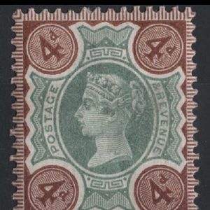 #425 GB 1887 4d green & brown sg205 with 3 (almost 4) of the white '4' variety Spec K33d fm