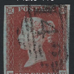 #199 GB 1841 1d red plate 113 KH fu, 4 good margins sg8