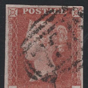 #202 GB 1841 1d red plate 122 LA fu, 4 good margins sg8