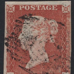 #178 GB 1841 1d red plate 60 QK fu, 4 close-good margins sg8