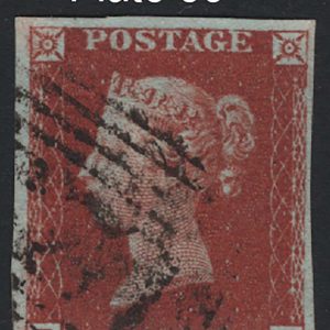 #174 GB 1841 1d red plate 53 FI, with the E-flaw fu, 4 close - large margins sg8