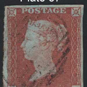 #193 GB 1841 1d red plate 87 FD fu, 4 good margins sg8