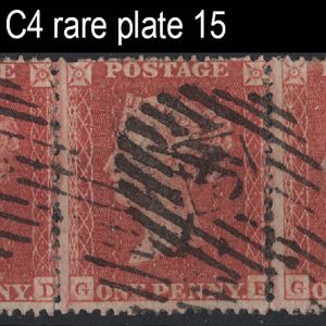 #246 GB 1854 1d red die 2 small crown perf 16 blued paper sg21 fu rare plate 15 GD-GF Spec C4